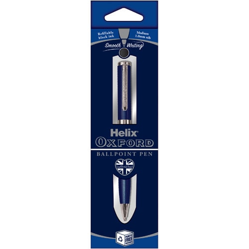 Helix Oxford Ballpoint Pen Medium 0.6 mm Black