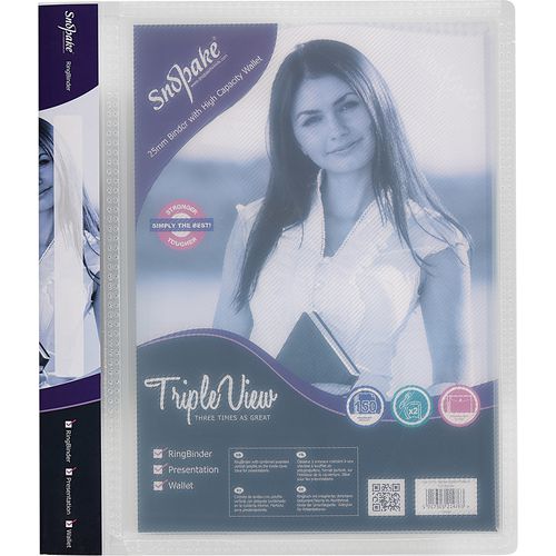 Snopake Ring Binder with Wallet Tripleview Polypropylene A4 2 ring 25 mm Transparent Pack of 5