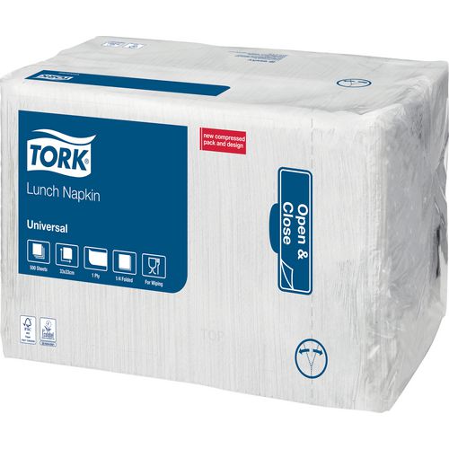 Tork Lunch Napkins 32.5 x 32.5cm White 500 Sheets Pack of 8