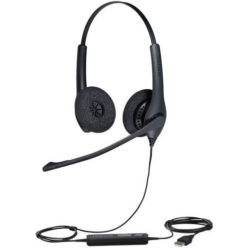 Jabra BIZ 1500 DUO Wired Stereo Headset Over the Head USB With Microphone Black
