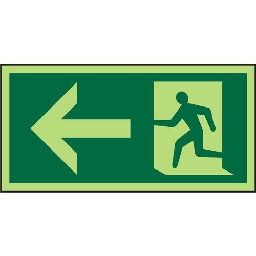 Fire Exit Sign with Left Arrow Self Adhesive Vinyl Green 10 x 20 cm