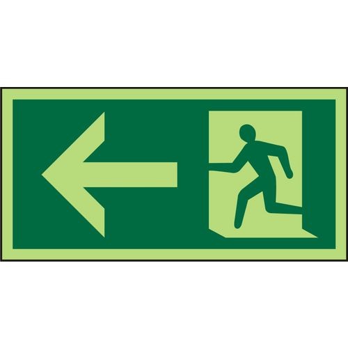 Fire Exit Sign with Left Arrow Self Adhesive Plastic 15 x 30 cm