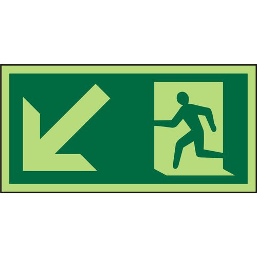 Fire Exit Sign Down Left Arrow Plastic 10 x 20 cm