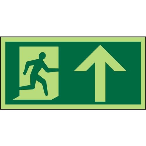 Fire Exit Sign Up Arrow Plastic Green 15 x 30 cm