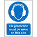 Mandatory Sign Ear Protection Must Be Worn On Site Vinyl 20 x 15 cm