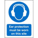 Mandatory Sign Ear Protection Must Be Worn On Site Plastic 30 x 20 cm
