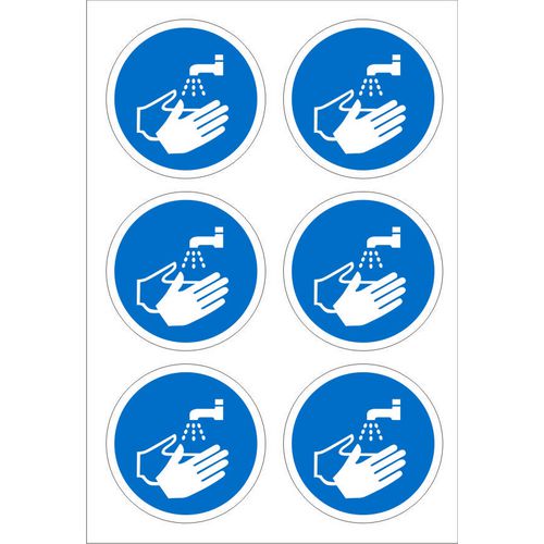 Mandatory Sign Wash Hands Plastic Blue, White