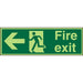 Fire Exit Sign Man Running with Left Arrow Self Adhesive Acrylic 10 x 30 cm