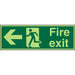 Fire Exit Sign Left Arrow Plastic Green 10 x 30 cm