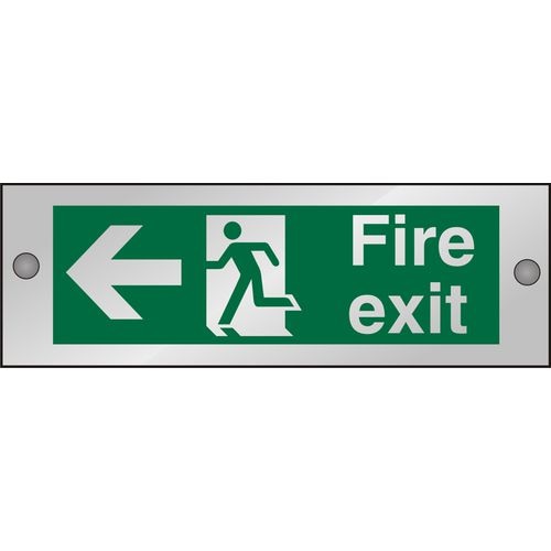 Fire Exit Sign Man Running with Left Arrow Self Adhesive Green Acrylic 10 x 30 cm