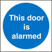 Mandatory Sign Door Alarmed Plastic Blue, White 10 x 10 cm