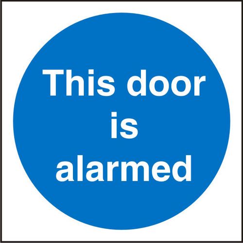 Mandatory Sign Door Alarmed vinyl 10 x 10 cm