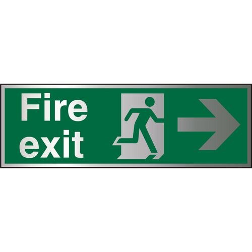 Fire Exit Sign Right Arrow Aluminium 10 x 30 cm