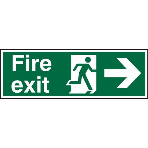Fire Exit Sign Man Running with Right Arrow Self Adhesive Acrylic Green White 10 x 30 cm