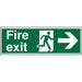 Fire Exit Sign Man Running with Right Arrow Self Adhesive Acrylic Green White 10 x 30 cm