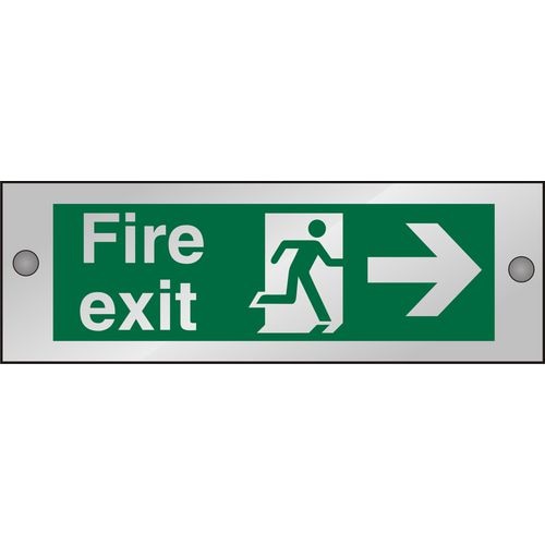 Fire Exit Sign Man Running with Right Arrow Self Adhesive Acrylic Green 10 x 30 cm