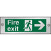 Fire Exit Sign Man Running with Right Arrow Self Adhesive Acrylic Green 10 x 30 cm