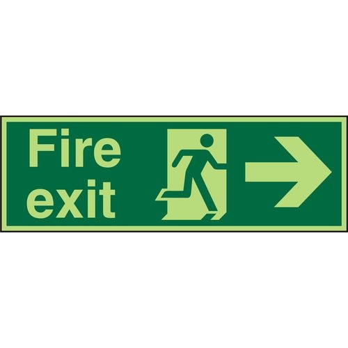 Fire Exit Sign with Right Arrow Self Adhesive Vinyl 20 x 60 cm