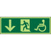 Fire Exit Sign Wheel Chair Down Arrow acrylic 15 x 45 cm