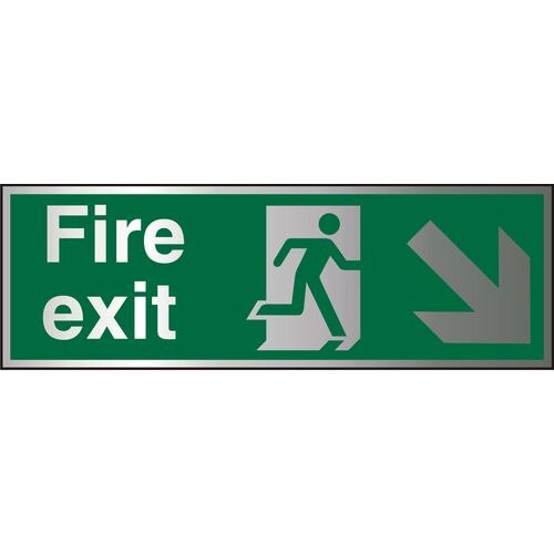 Fire Exit Sign Down Right Arrow Aluminium 15 x 45 cm