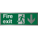 Fire Exit Sign Down Arrow Aluminium Green, Silver 10 x 30 cm
