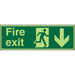 Fire Exit Sign Down Arrow Plastic Green 10 x 30 cm