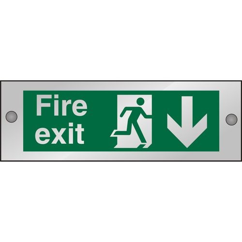 Fire Exit Sign with Down Arrow Self Adhesive Acrylic 10 x 30 cm