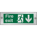 Fire Exit Sign with Down Arrow Self Adhesive Acrylic 10 x 30 cm