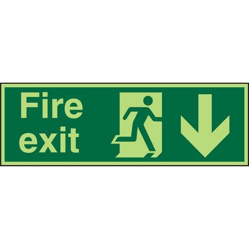 Fire Exit Sign Down Arrow Plastic 20 x 60 cm