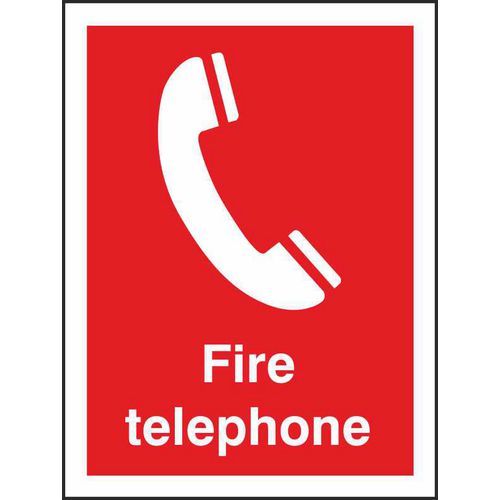 Fire Sign Telephone Plastic 20 x 15 cm
