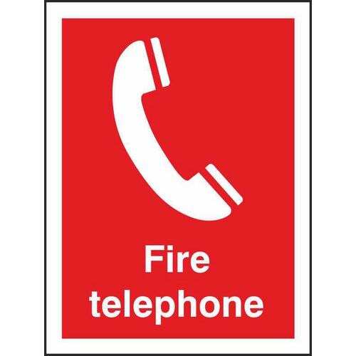 Fire Sign Telephone Vinyl Red, White 20 x 15 cm