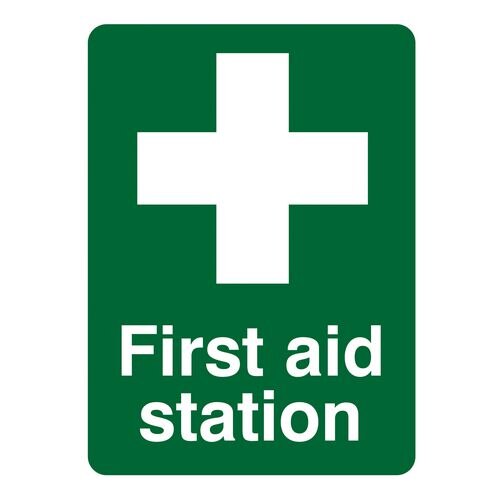 First Aid Station Sign Vinyl 20 x 15 cm