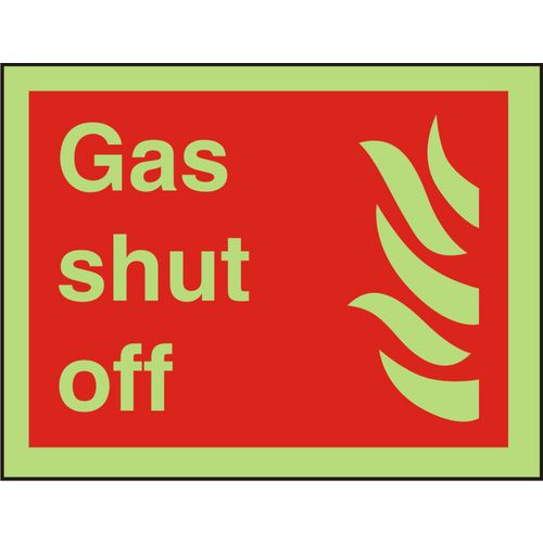 Fire Sign Gas Shut Off Vinyl 15 x 20 cm
