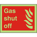 Fire Sign Gas Shut Off Vinyl 15 x 20 cm