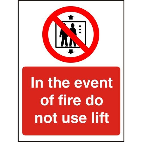 Fire Sign Do Not Use Lift Self Adhesive Acrylic Red, White 20 x 15 cm