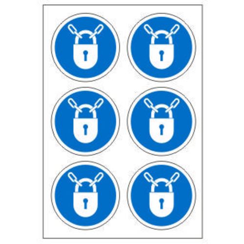 Mandatory Sign Keep Locked Plastic Blue, White
