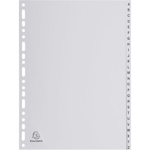 Exacompta Polypropylene Indices 1726E A4 26 Part (A-Z) Grey Pack of 20