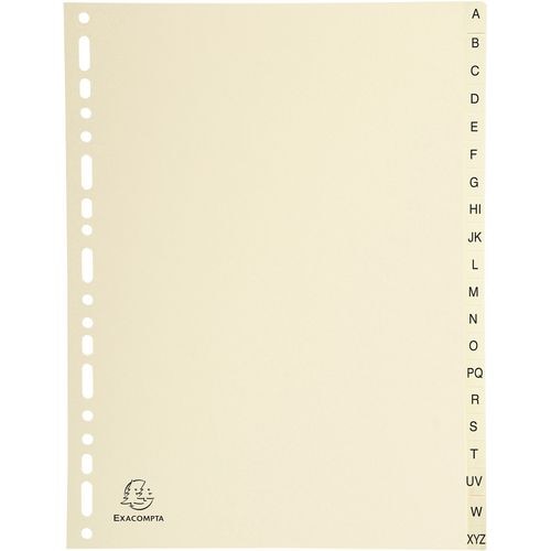 Exacompta Indices 1120E A4 155 gsm Ivory Card 20 Part (A-Z) Pack of 10