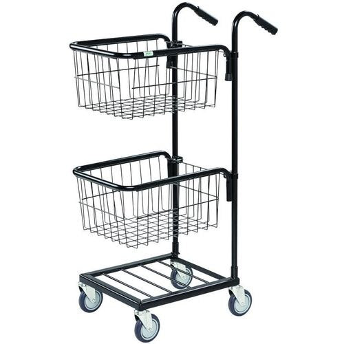 SLINGSBY Mini Mail Trolley with 2 Baskets 402700 Steel Black 38.5 x 66 x 109 cm