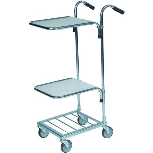 SLINGSBY Mini Mail Trolley with 2 Shelves 402796 Steel Silver 109 x 38.5 x 109 cm