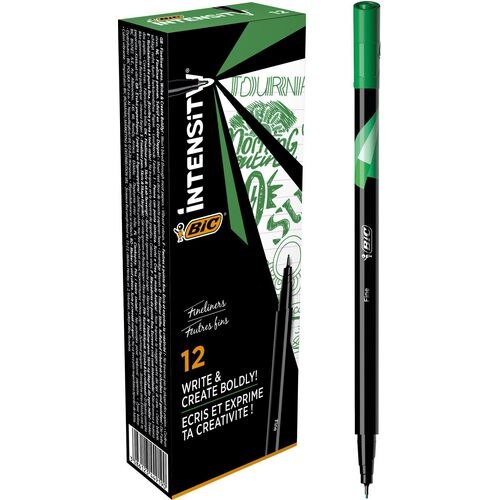 BIC Intensity Fineliner Pen Fine 0.4 mm Green Pack of 12