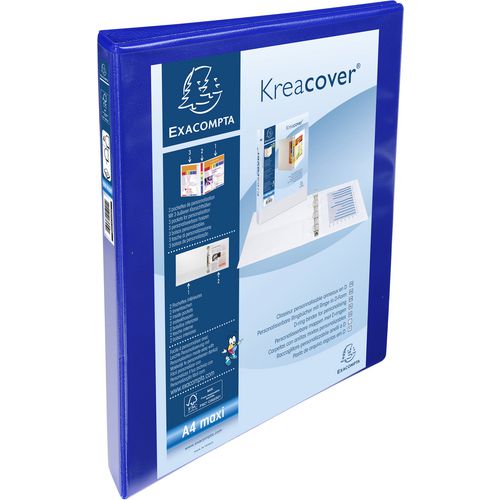 Exacompta Presentation Ring Binder Polypropylene A4+ 4 ring 15 mm Blue Pack of 10