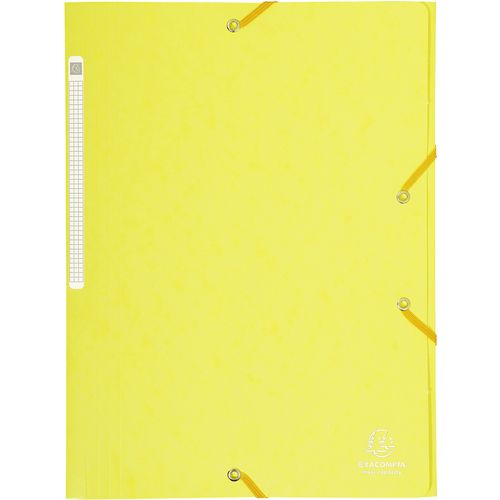 Exacompta 3 Flap Folder 17113H A4 Lemon 425gsm Pressboard 24x32cm Pack of 25