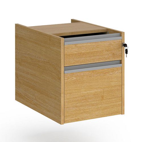 Dams International Fixed Pedestal with 2 Lockable Drawers MFC Contract 25 416 x 590 x 474mm Oak, Silver