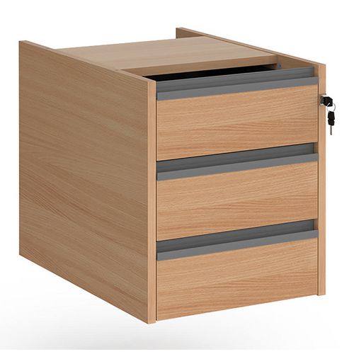 Dams International Fixed Pedestal with 3 Lockable Drawers MFC Contract 25 416 x 590 x 474mm Beech