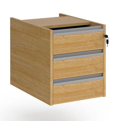 Dams International Fixed Pedestal with 3 Lockable Drawers MFC Contract 25 416 x 590 x 474mm Oak, Silver