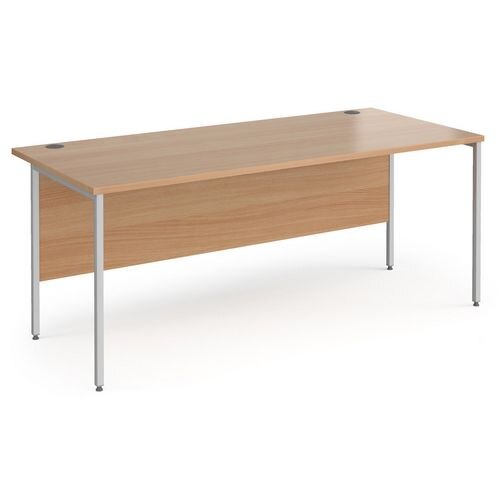 Rectangular Straight Desk with Beech Coloured MFC Top and Silver H-Frame Legs Contract 25 1800 x 800 x 725mm