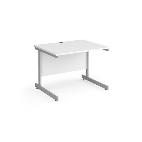 Dams International Rectangular Straight Desk with White MFC Top and Silver Frame Cantilever Legs Contract 25 1000 x 800 x 725mm