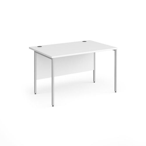 Dams International Rectangular Straight Desk with White MFC Top and Silver H-Frame Legs Contract 25 1200 x 800 x 725mm