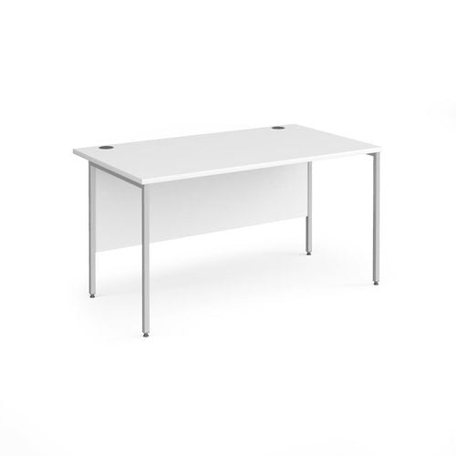 Dams International Rectangular Straight Desk with White MFC Top and Silver H-Frame Legs Contract 25 1400 x 800 x 725mm